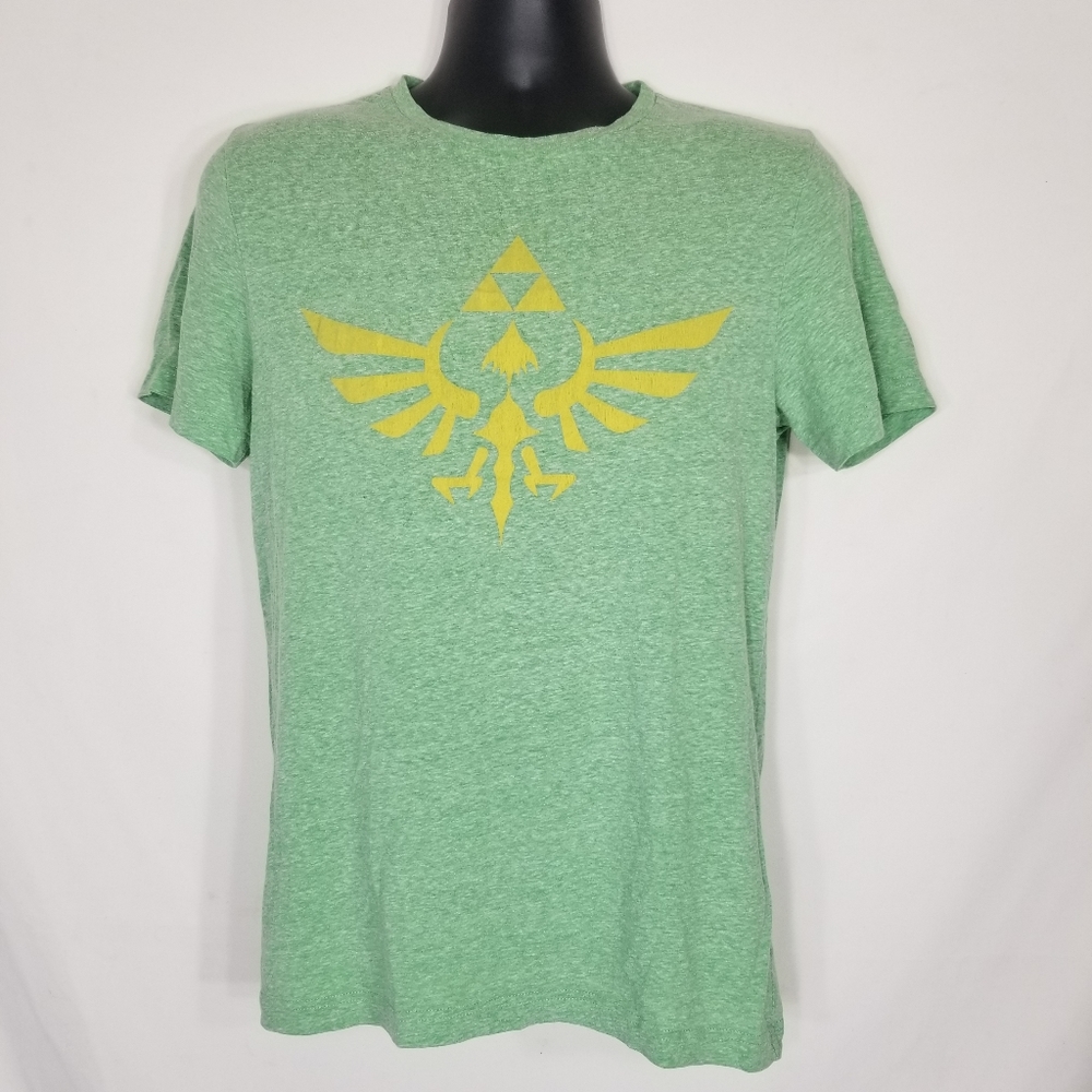 Nintendo Legends Of Zelda Skyward Sword Triforce Heather Green Graphic Shirt L